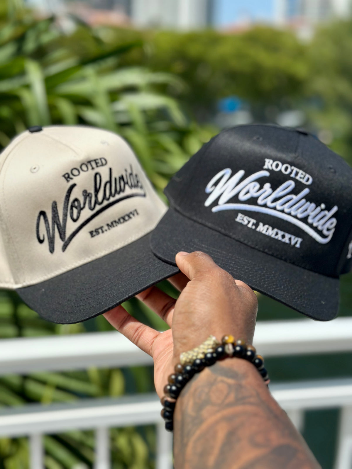 Rooted WorldWide Snapback Hat (Black)